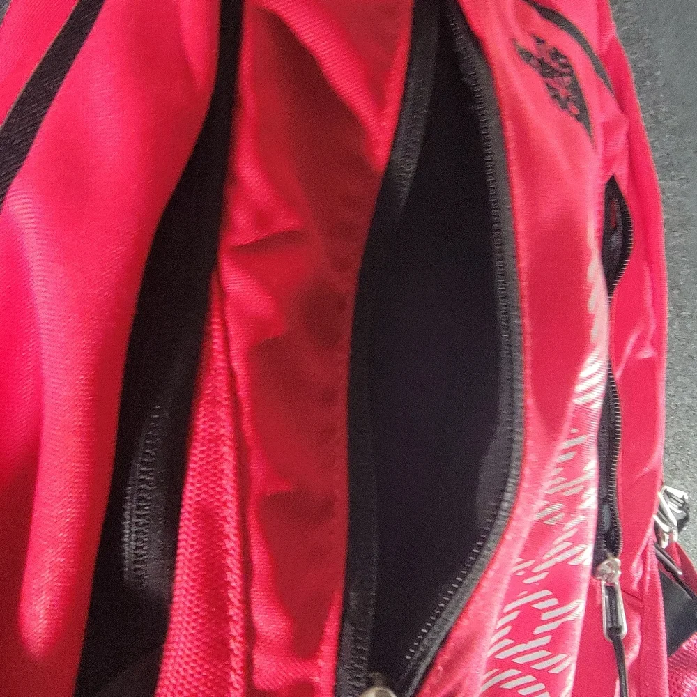 The North Face Wasatch Backpack Pink Grey Black Bottle Pockets Zippers Storage